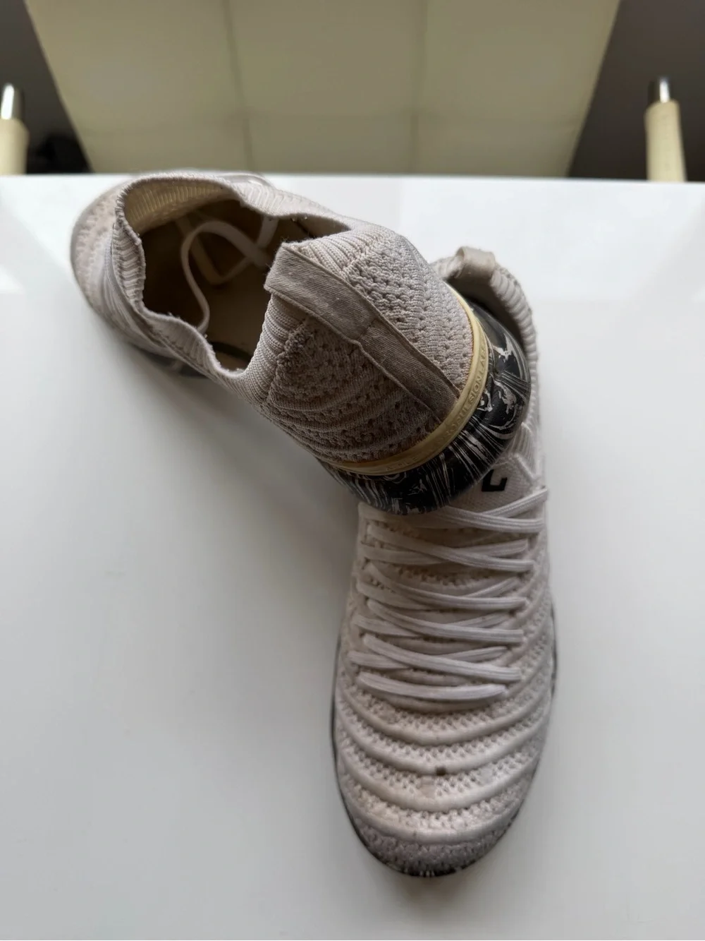 APL Knit Slip-On Sneakers in Cream with Black Logo